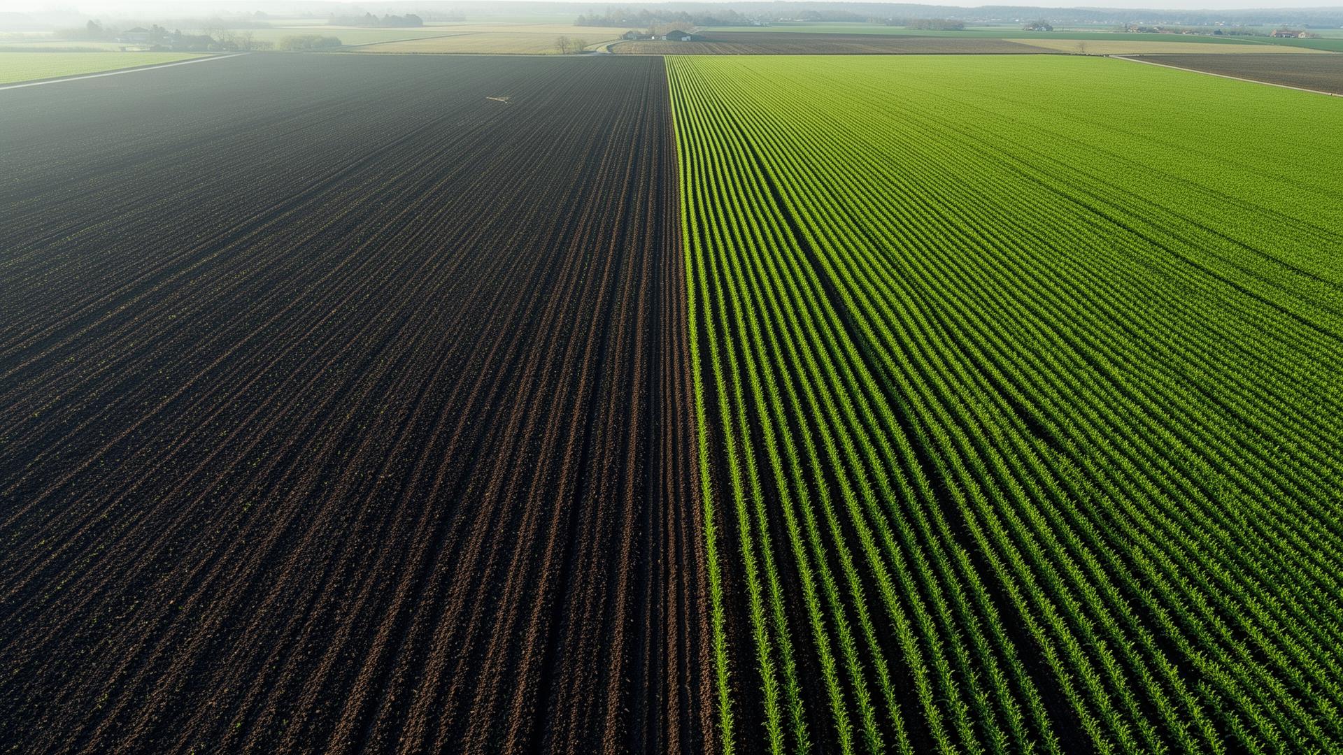 Aerial view of commercial farmland in Southeast Asia